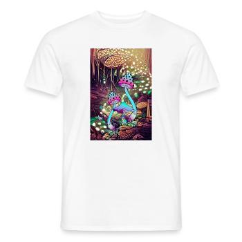 Œuvre d’art Magic Mushroom Landscape - T-shirt homme - blanc - Devant - AI Model Male 178 dark (178cm)
