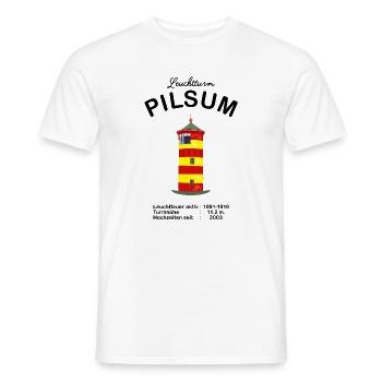 Lighthouse Pilsum, East Frisia, German North Sea - Men's T-Shirt - white - Front - AI Model Male 178 dark (178cm)