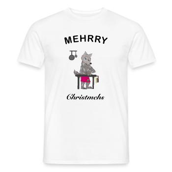 Mehrry Christmehs, Merry Christmas in NL - Men's T-Shirt - white - Front - AI Model Male 178 dark (178cm)