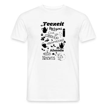 Teezeit ist zu jeder Tageszeit Tee trinken Sprüche - Männer T-Shirt - Weiß - Vorne - AI Model Male 178 dark (178cm)