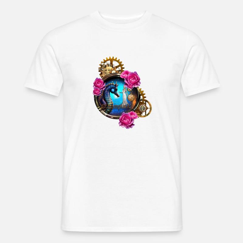 Schönes Steampunk-Design mit Seepferdchen - Männer T-Shirt - Weiß