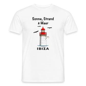 Ibiza Hafen, Leuchtturm, Sonne, Strand und Meer - Männer T-Shirt - Weiß - Vorne - AI Model Male 178 dark (178cm)