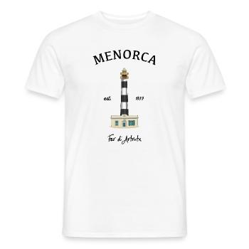 Menorca, Leuchtturm am Cap d‘Artrutx, Zeichnung - Männer T-Shirt - Weiß - Vorne - AI Model Male 178 dark (178cm)