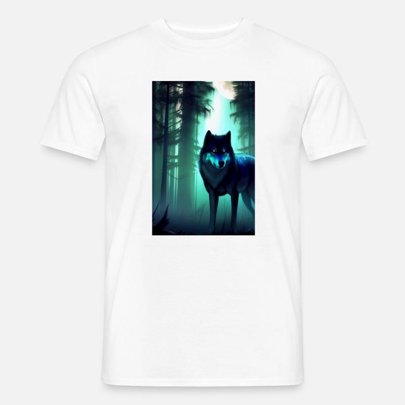 Wolf im Wald - Männer T-Shirt - Weiß