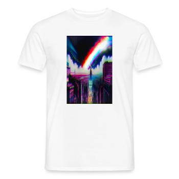 Futuristic Rainbow City Art - Men's T-Shirt - white - Front - AI Model Male 178 dark (178cm)