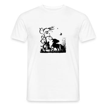 Wonderful fairy with unicorn in the sunet - Men's T-Shirt - white - Front - AI Model Male 178 dark (178cm)