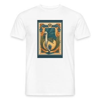 T-shirt oiseau Art Nouveau – Motif d’art vintage - T-shirt homme - blanc - Devant - AI Model Male 178 dark (178cm)