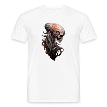 Alien Skull Spine Dark Fantasy Shirt - Men's T-Shirt - white - Front - AI Model Male 178 dark (178cm)