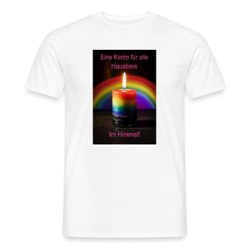 A candle for all pets in heaven - Men's T-Shirt - white - Front - AI Model Male 178 dark (178cm)