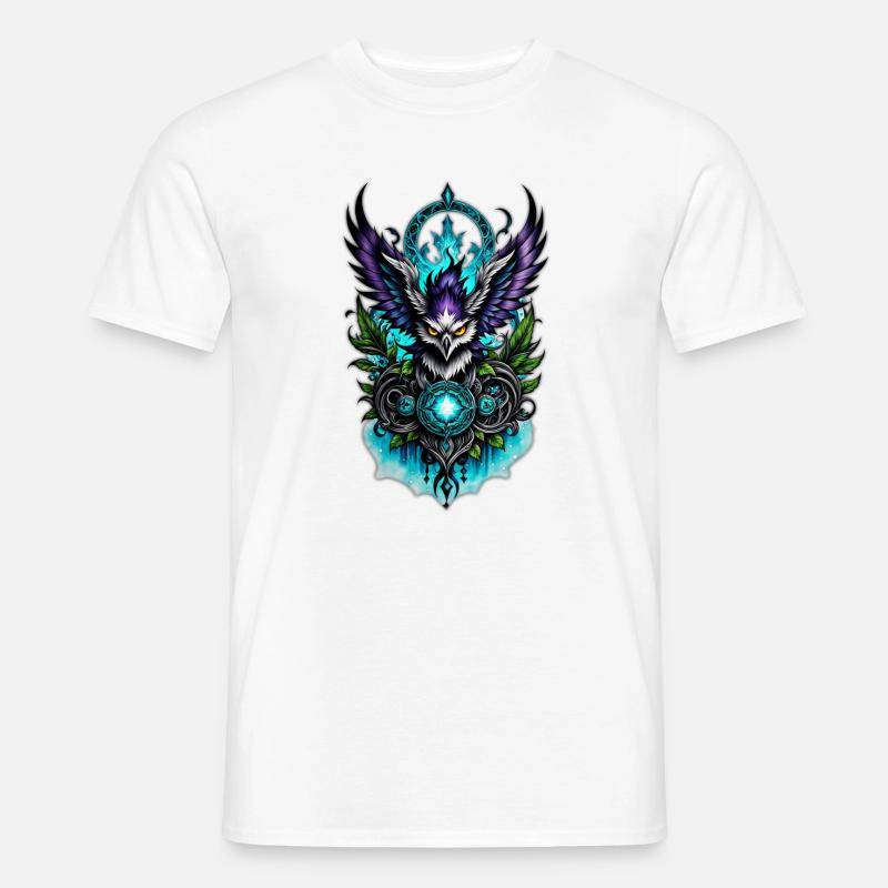 Eule mit magischen Elementen. - Männer T-Shirt - Weiß