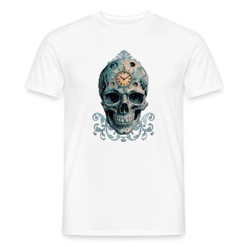 Der Schädel der Zeit: Römische Ziffern - Männer T-Shirt - Weiß - Vorne - AI Model Male 178 dark (178cm)