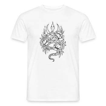 Serpent aux pivoines à colorier soi-même - T-shirt homme - blanc - Devant - AI Model Male 178 dark (178cm)