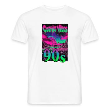 Cosmic Vibes 90s Retro Neon - Men's T-Shirt - white - Front - AI Model Male 178 dark (178cm)