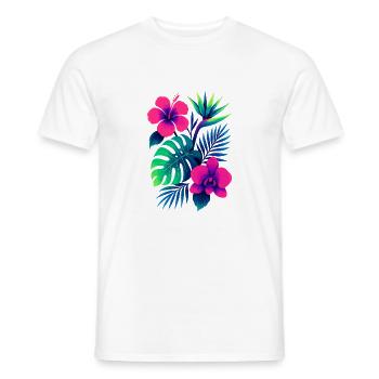 Tropische Blumenpracht – Exotische Hibiskus & Mons - Männer T-Shirt - Weiß - Vorne - AI Model Male 178 dark (178cm)