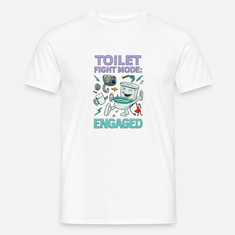 Toilettenkampf-Modus – Absurdes Hirnfäule-Design - Männer T-Shirt - Weiß