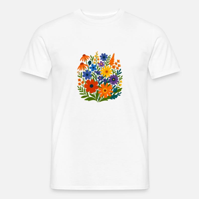 Wildblumen-Blütenlandschaft - Männer T-Shirt - Weiß