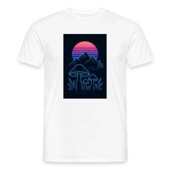 Neon Pilz Landschaft bei Sonnenuntergang - Männer T-Shirt - Weiß - Vorne - AI Model Male 178 dark (178cm)