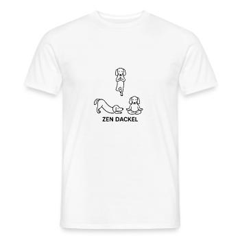 Dachshund Dachshund Yoga Line Art Cute Cute Zen Pose - Men's T-Shirt - white - Front - AI Model Male 178 dark (178cm)