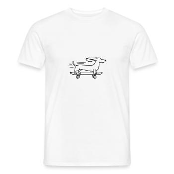 Dackel Dachshund Skateboard Line Art - Männer T-Shirt - Weiß - Vorne - AI Model Male 178 dark (178cm)