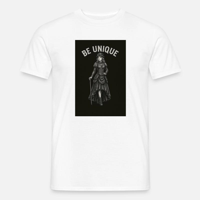 Steampunk Dame mit Leithuhn - Männer T-Shirt - Weiß