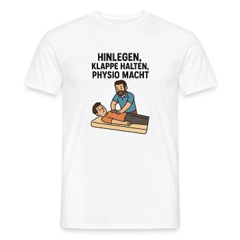 Lie down, shut up, physio POWER - Men's T-Shirt - white - Front - AI Model Male 178 dark (178cm)