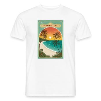 Paradise Lost 2050 : Le dernier coucher de soleil d’Eden - T-shirt homme - blanc - Devant - AI Model Male 178 dark (178cm)