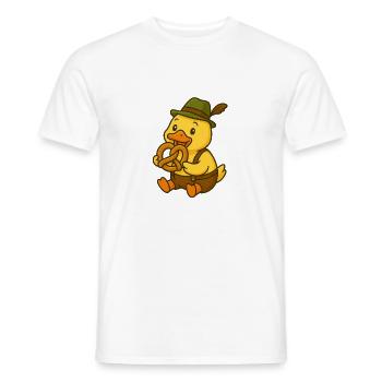 Canard mignon en costume traditionnel - T-shirt homme - blanc - Devant - AI Model Male 178 dark (178cm)