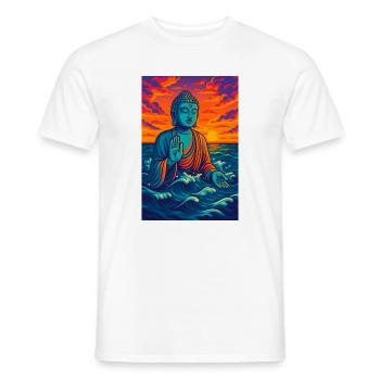Ruhiger Buddha bei Sonnenuntergang - Männer T-Shirt - Weiß - Vorne - AI Model Male 178 dark (178cm)