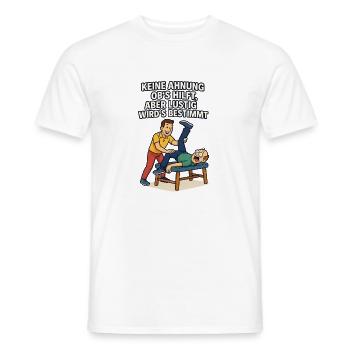 Physio saying: No idea if it helps funny - Men's T-Shirt - white - Front - AI Model Male 178 dark (178cm)