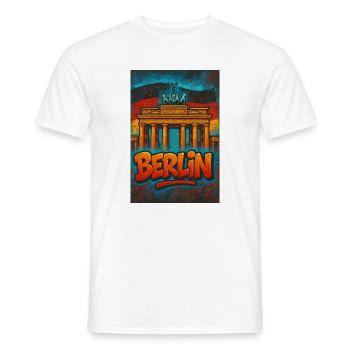 Grafiti Berlin T-shirt with Brandenburg Gate - Men's T-Shirt - white - Front - AI Model Male 178 dark (178cm)