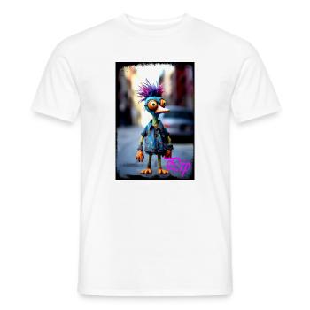 Poupée poussin fou Oiseau avec coiffure colorée - T-shirt homme - blanc - Devant - AI Model Male 178 dark (178cm)
