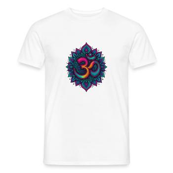 Psychedelisches Om Goa Mandala - Männer T-Shirt - Weiß - Vorne - AI Model Male 178 dark (178cm)
