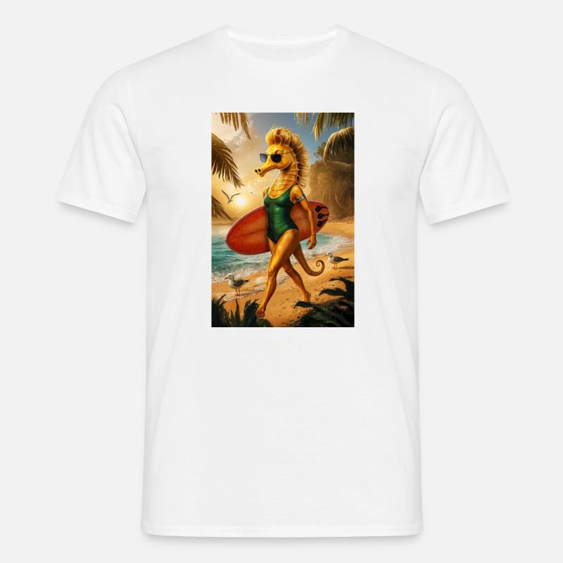 Surfer Humanoides Seepferdchen - Männer T-Shirt - Weiß
