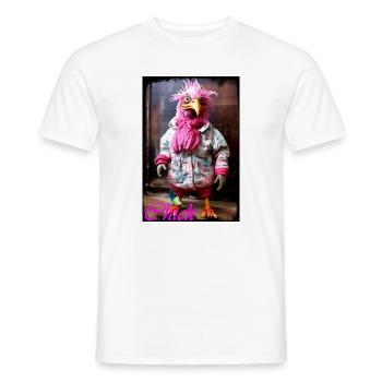Colorful bird costume with street style aesthetics - Men's T-Shirt - white - Front - AI Model Male 178 dark (178cm)