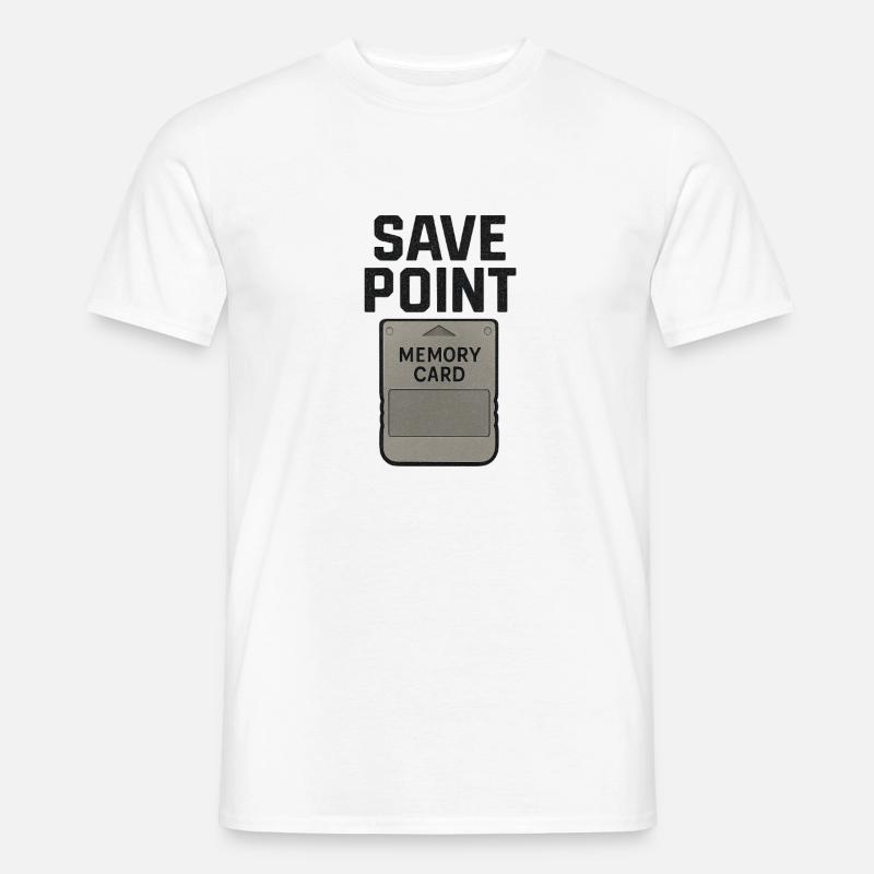 Memory Card Save Point Graphic Tee - Men’s T-shirt - white