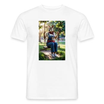 Humanoides Känguru auf Schaukel - Männer T-Shirt - Weiß - Vorne - AI Model Male 178 dark (178cm)