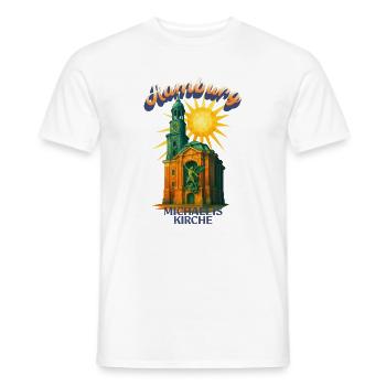 Hamburg Michel Shirt – St. Michaelis Kirche Retro  - Männer T-Shirt - Weiß - Vorne - AI Model Male 178 dark (178cm)