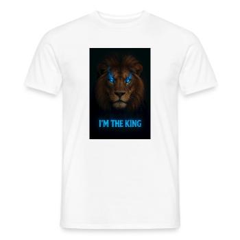 Löwenkopf mit blauer Magie und Titel - Männer T-Shirt - Weiß - Vorne - AI Model Male 178 dark (178cm)