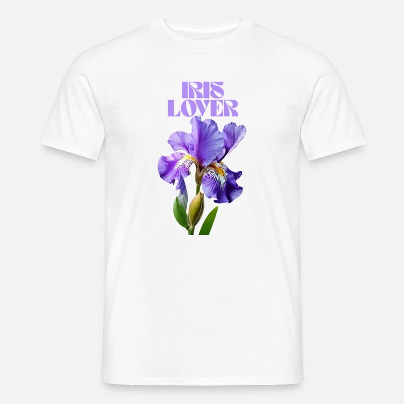 Lila Irisblume Botanisches Design - Männer T-Shirt - Weiß