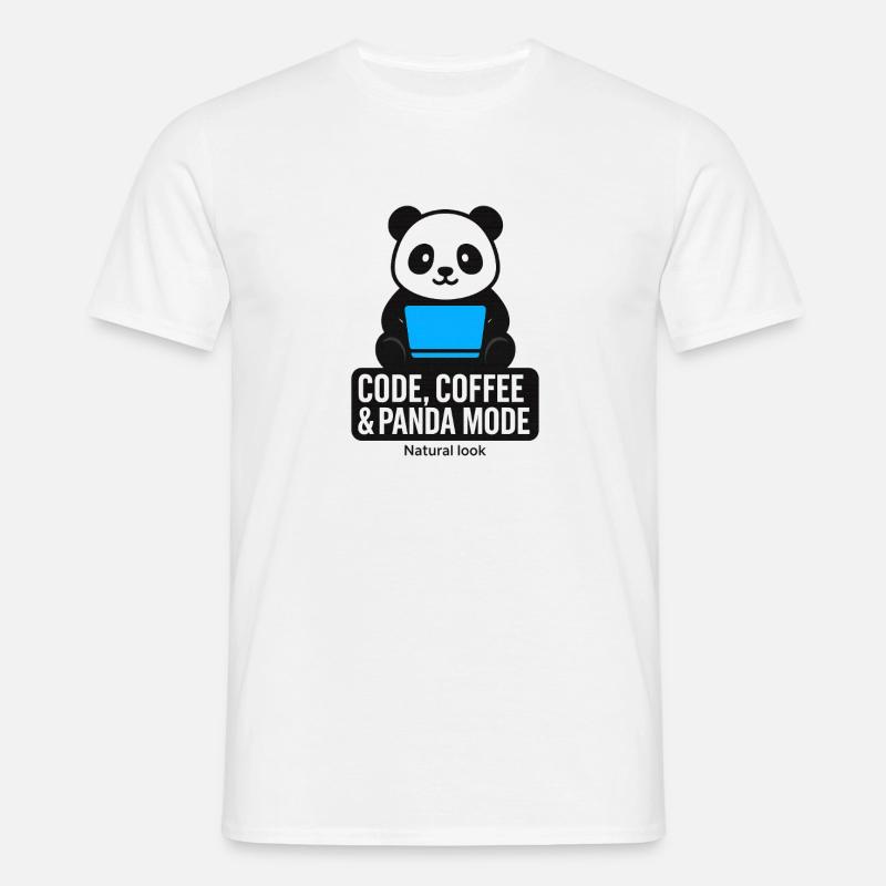 Code, Kaffee & Panda Style - Männer T-Shirt - Weiß