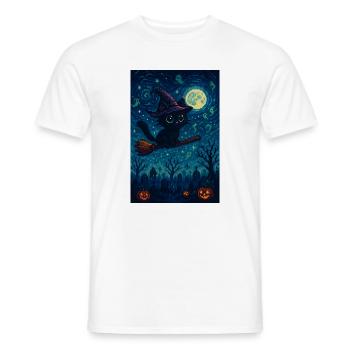 Gaming Halloween Cat as Witch - Men's T-Shirt - white - Front - AI Model Male 178 dark (178cm)