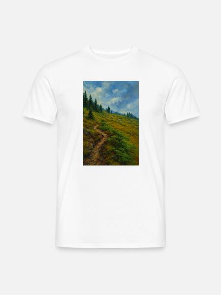 Landschaftliche Bergwanderung in Ölgemälde-Optik - Männer T-Shirt - Weiß