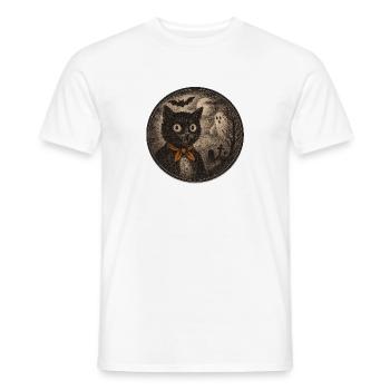 Creepy cats with ghost moon - Men's T-Shirt - white - Front - AI Model Male 178 dark (178cm)