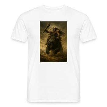 Guerrier Barbare sur Ours Brun – Illustration Fant - T-shirt homme - blanc - Devant - AI Model Male 178 dark (178cm)