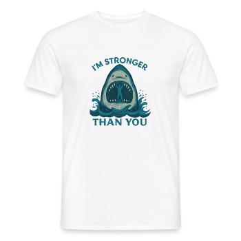 Stronger Than You – Shark Artwork - Männer T-Shirt - Weiß - Vorne - AI Model Male 178 dark (178cm)