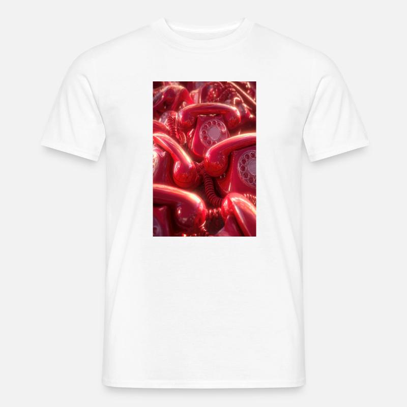 Retro Rote Wählscheibentelefone - Männer T-Shirt - Weiß
