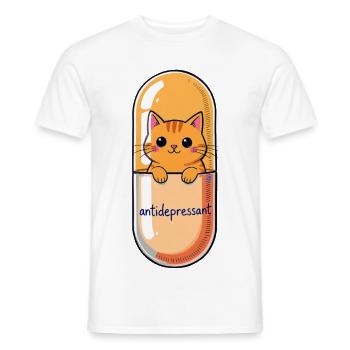 Cute Cat Capsule – Mood Booster Cartoon - Men's T-Shirt - white - Front - AI Model Male 178 dark (178cm)