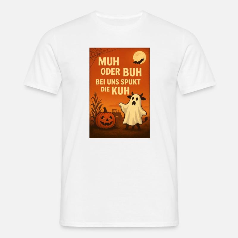 Spukkuh Halloween: MuH oder Buh - Männer T-Shirt - Weiß