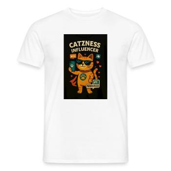Chat influenceur avec lunettes de soleil - T-shirt homme - blanc - Devant - AI Model Male 178 dark (178cm)