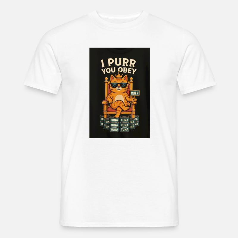 Commandes du roi des chats avec du thon - T-shirt homme - blanc